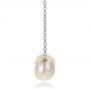 14k White Gold Carved Fresh White Pearl And Diamond Pendant - Side View -  100330 - Thumbnail