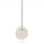 14k White Gold Carved Fresh White Pearl And Diamond Pendant - Side View -  100345 - Thumbnail