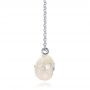 18k White Gold 18k White Gold Carved Fresh White Pearl And Diamond Pendant - Side View -  100347 - Thumbnail