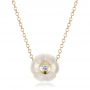 14k Yellow Gold 14k Yellow Gold Carved Fresh White Pearl And Diamond Pendant - Three-Quarter View -  100330 - Thumbnail