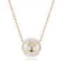 18k Yellow Gold 18k Yellow Gold Carved Fresh White Pearl And Diamond Pendant - Three-Quarter View -  100330 - Thumbnail