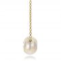 14k Yellow Gold 14k Yellow Gold Carved Fresh White Pearl And Diamond Pendant - Side View -  100330 - Thumbnail