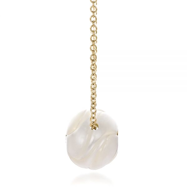 14k Yellow Gold 14k Yellow Gold Carved Fresh White Pearl And Diamond Pendant - Side View -  100345