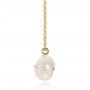 14k Yellow Gold 14k Yellow Gold Carved Fresh White Pearl And Diamond Pendant - Side View -  100347 - Thumbnail