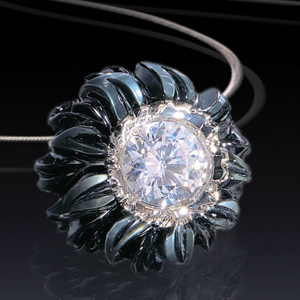 Carved Pearl And Diamond Pendant - Three-Quarter View -  36 - Thumbnail