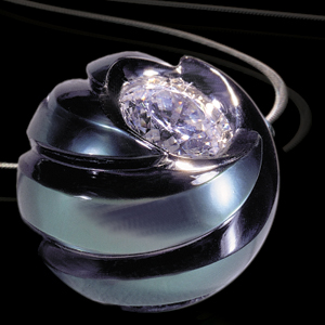 Carved Pearl And Diamond Pendant - Three-Quarter View -  50 - Thumbnail