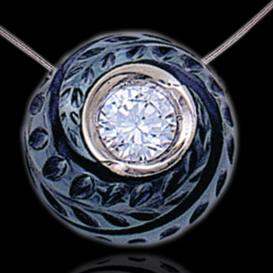 Carved Pearl And Diamond Pendant - Three-Quarter View -  57 - Thumbnail
