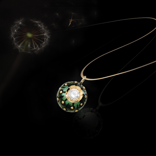 Carved Pearl And Diamond Pendant - Flat View -  33 - Thumbnail