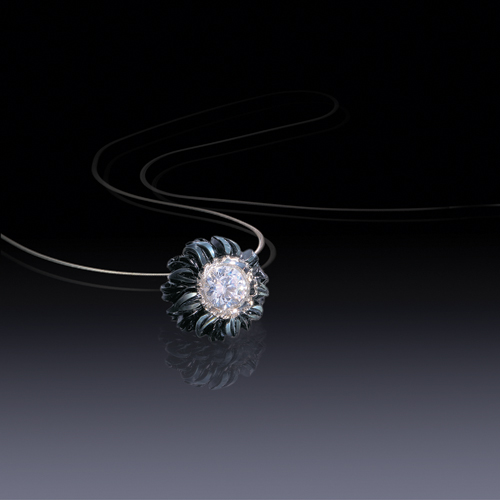 Carved Pearl And Diamond Pendant - Flat View -  36 - Thumbnail