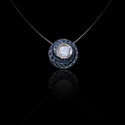 Carved Pearl And Diamond Pendant - Flat View -  57 - Thumbnail