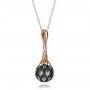 18k Rose Gold 18k Rose Gold Carved Tahitian Pearl Pendant - Flat View -  100305 - Thumbnail