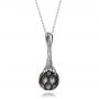  Platinum Platinum Carved Tahitian Pearl Pendant - Flat View -  100305 - Thumbnail