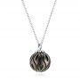 14k White Gold Carved Tahitian Pearl Pendant - Flat View -  102577 - Thumbnail