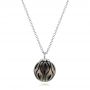 18k White Gold 18k White Gold Carved Tahitian Pearl Pendant - Three-Quarter View -  102577 - Thumbnail