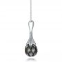 14k White Gold Carved Tahitian Pearl Pendant - Side View -  100305 - Thumbnail