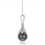 18k White Gold 18k White Gold Carved Tahitian Pearl Pendant - Side View -  100305 - Thumbnail