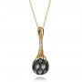 18k Yellow Gold 18k Yellow Gold Carved Tahitian Pearl Pendant - Flat View -  100305 - Thumbnail