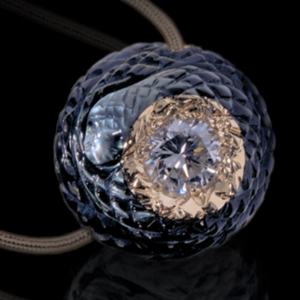 Carved Tahitian Pearl And Diamond Pendant - Three-Quarter View -  42 - Thumbnail