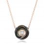 18k Rose Gold 18k Rose Gold Carved Tahitian Pearl And Diamond Pendant - Three-Quarter View -  100314 - Thumbnail