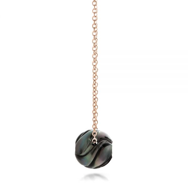 14k Rose Gold 14k Rose Gold Carved Tahitian Pearl And Diamond Pendant - Side View - 101962