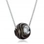 14k White Gold Carved Tahitian Pearl And Diamond Pendant - Flat View -  100324 - Thumbnail