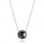 14k White Gold Carved Tahitian Pearl And Diamond Pendant - Flat View -  101962 - Thumbnail