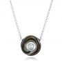 18k White Gold 18k White Gold Carved Tahitian Pearl And Diamond Pendant - Three-Quarter View -  100314 - Thumbnail