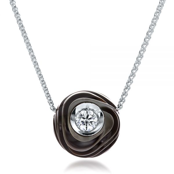 Carved Tahitian Pearl and Diamond Pendant - Image