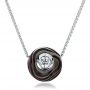  Platinum Platinum Carved Tahitian Pearl And Diamond Pendant - Three-Quarter View -  100324 - Thumbnail