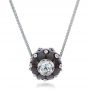 14k White Gold 14k White Gold Carved Tahitian Pearl And Diamond Pendant - Three-Quarter View -  100326 - Thumbnail