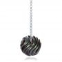 14k White Gold Carved Tahitian Pearl And Diamond Pendant - Side View -  100314 - Thumbnail