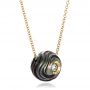 18k Yellow Gold 18k Yellow Gold Carved Tahitian Pearl And Diamond Pendant - Flat View -  100314 - Thumbnail