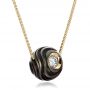 18k Yellow Gold 18k Yellow Gold Carved Tahitian Pearl And Diamond Pendant - Flat View -  100324 - Thumbnail