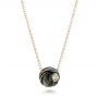 14k Yellow Gold 14k Yellow Gold Carved Tahitian Pearl And Diamond Pendant - Flat View -  101962 - Thumbnail
