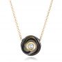 18k Yellow Gold 18k Yellow Gold Carved Tahitian Pearl And Diamond Pendant - Three-Quarter View -  100314 - Thumbnail