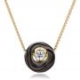 18k Yellow Gold 18k Yellow Gold Carved Tahitian Pearl And Diamond Pendant - Three-Quarter View -  100324 - Thumbnail