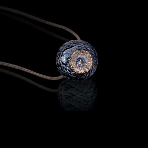 Carved Tahitian Pearl And Diamond Pendant - Flat View -  42 - Thumbnail