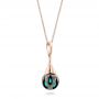 18k Rose Gold 18k Rose Gold Carved Turquoise Tahitian Pearl Pendant - Flat View -  101117 - Thumbnail