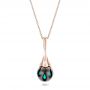 14k Rose Gold Carved Turquoise Tahitian Pearl Pendant