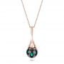 18k Rose Gold 18k Rose Gold Carved Turquoise Tahitian Pearl Pendant - Three-Quarter View -  101117 - Thumbnail