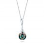 14k White Gold Carved Turquoise Tahitian Pearl Pendant - Flat View -  101117 - Thumbnail