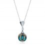 14k White Gold Carved Turquoise Tahitian Pearl Pendant - Flat View -  102571 - Thumbnail