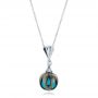 18k White Gold 18k White Gold Carved Turquoise Tahitian Pearl Pendant - Flat View -  102571 - Thumbnail