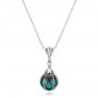 18k White Gold 18k White Gold Carved Turquoise Tahitian Pearl Pendant - Three-Quarter View -  102571 - Thumbnail