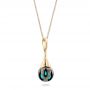 18k Yellow Gold 18k Yellow Gold Carved Turquoise Tahitian Pearl Pendant - Flat View -  101117 - Thumbnail