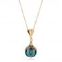 18k Yellow Gold 18k Yellow Gold Carved Turquoise Tahitian Pearl Pendant - Flat View -  102571 - Thumbnail