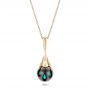 14k Yellow Gold 14k Yellow Gold Carved Turquoise Tahitian Pearl Pendant - Three-Quarter View -  101117 - Thumbnail