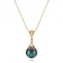 14k Yellow Gold 14k Yellow Gold Carved Turquoise Tahitian Pearl Pendant - Three-Quarter View -  102571 - Thumbnail