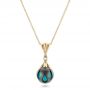 18k Yellow Gold Carved Turquoise Tahitian Pearl Pendant