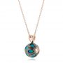18k Rose Gold 18k Rose Gold Carved Turquoise Tahitian Pearl And Diamond Pendant - Flat View -  102574 - Thumbnail
